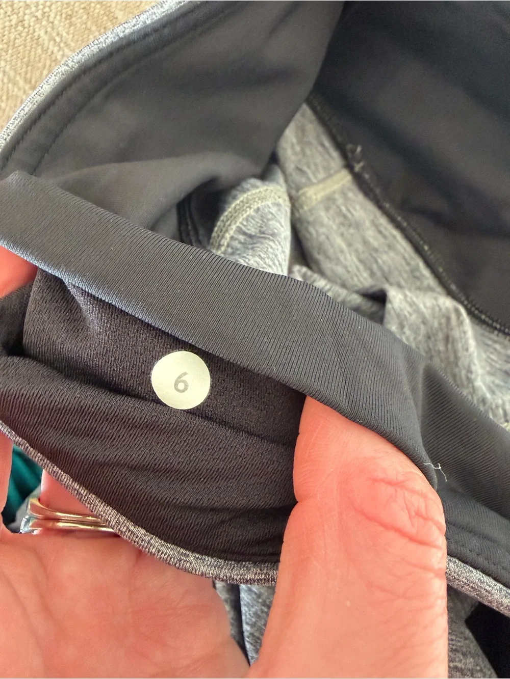 Lululemon Run Times Crop Leggings Gray Black Mesh Zip Pocket Size 6